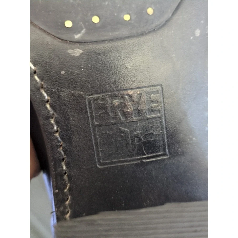 FRYE Carmen X Stitch Leather Heeled Ankle Boots Size 7 B Black Pull On